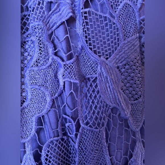 NWT BRAND NEW! Express blue midi dress with embroidered flower overlay. size M - Picture 3 of 5